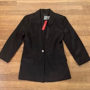 NWT Carbon 38 black satin one button blazer jacket size small S
 b68